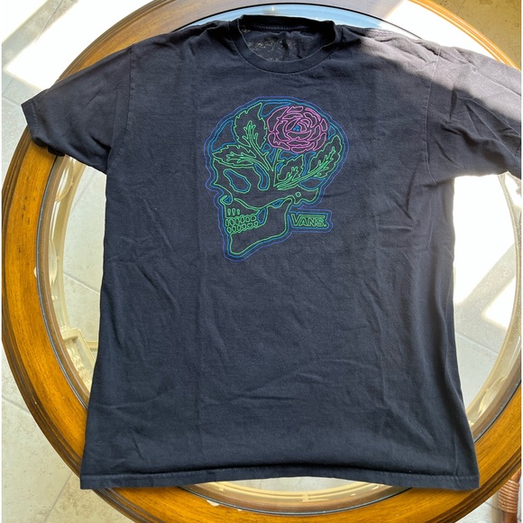 💀🌈VANS🌈💀- Neon Skull Vans Tee -Size Lg Mens - Picture 2 of 3
